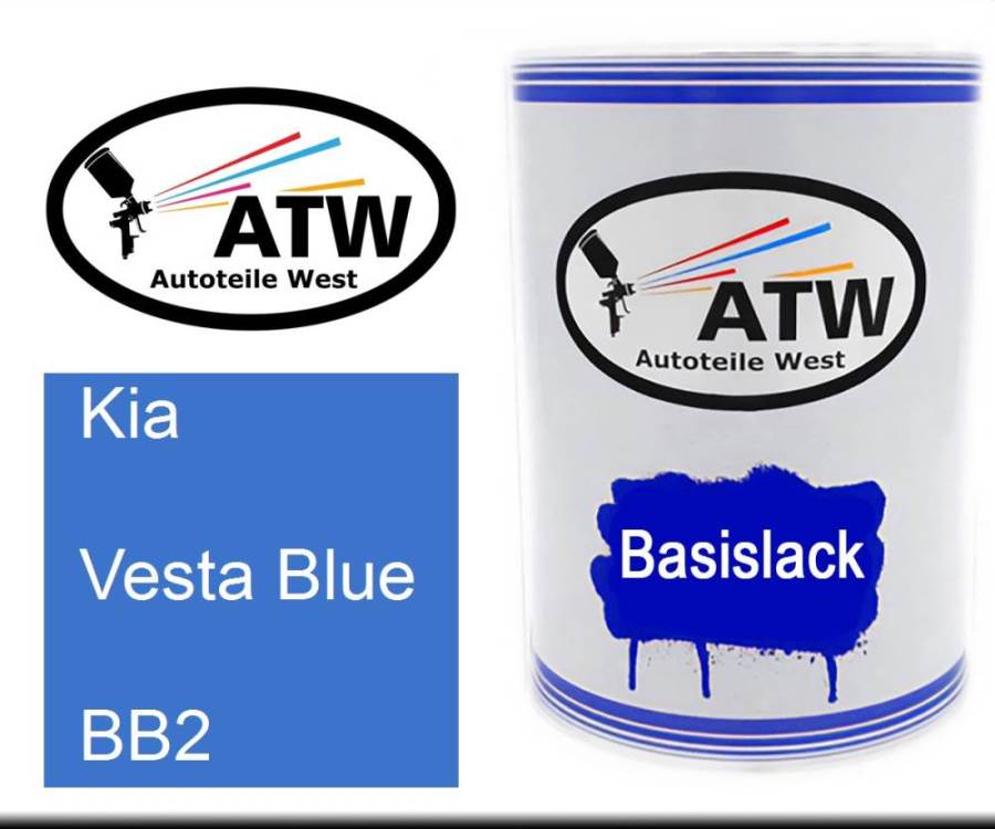 Kia, Vesta Blue, BB2: 500ml Lackdose, von ATW Autoteile West.